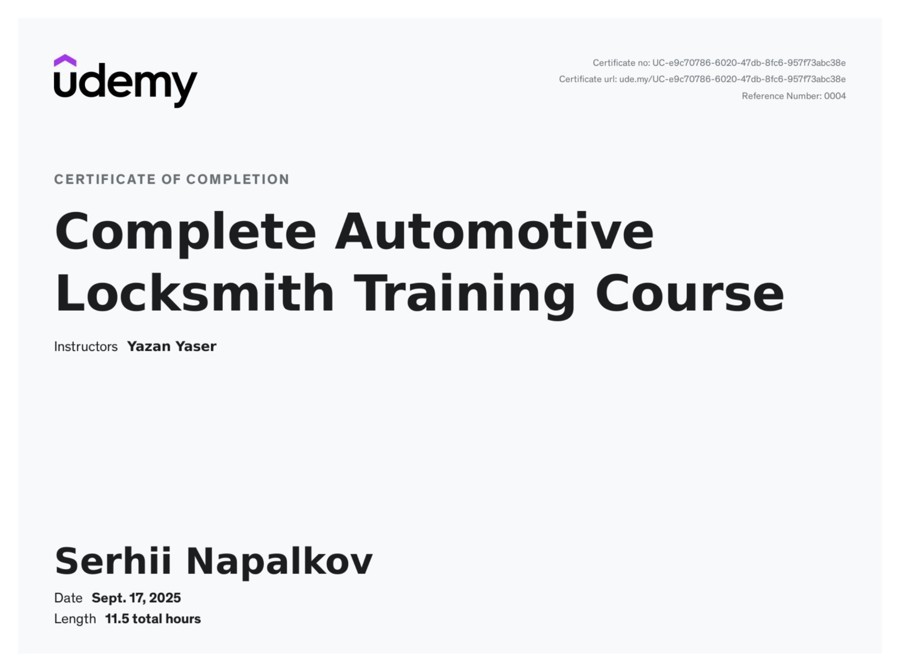 Automotive Locksmith Course