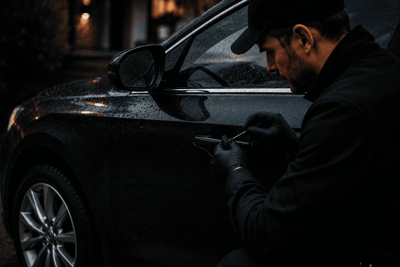 Locksmith providing professional vehicle access assistance