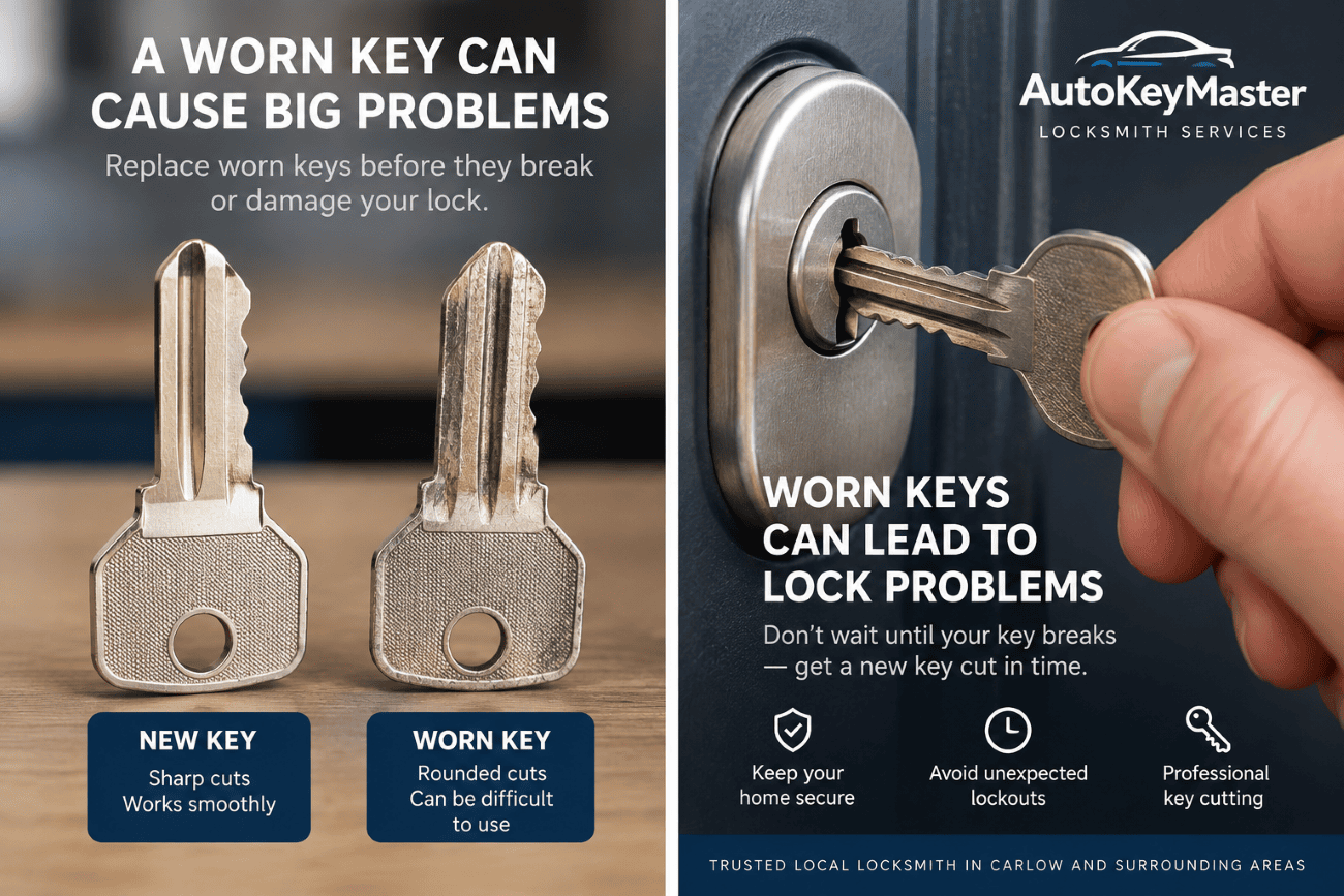 Worn house key showing signs of wear