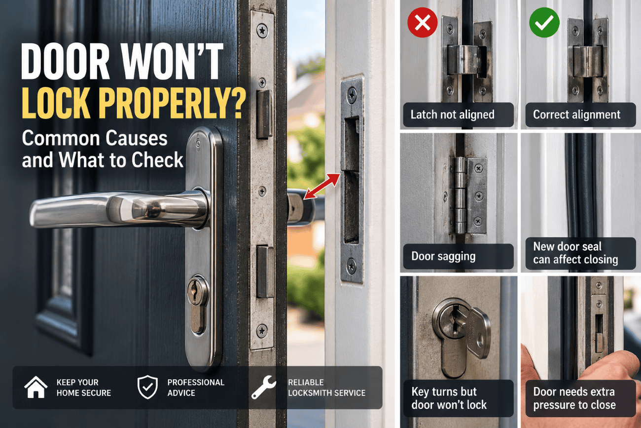 Door won't lock properly due to door alignment problems